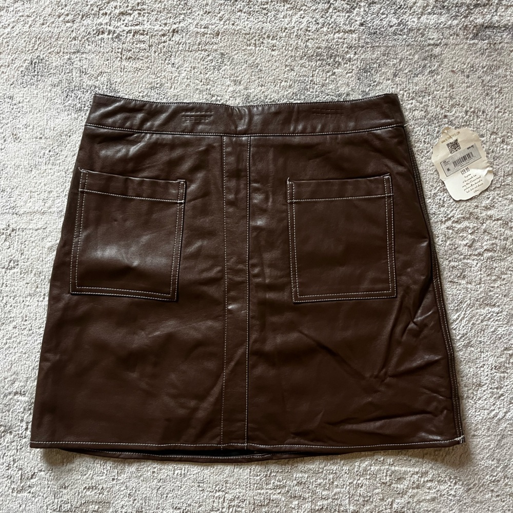 altard state brown leather skirt